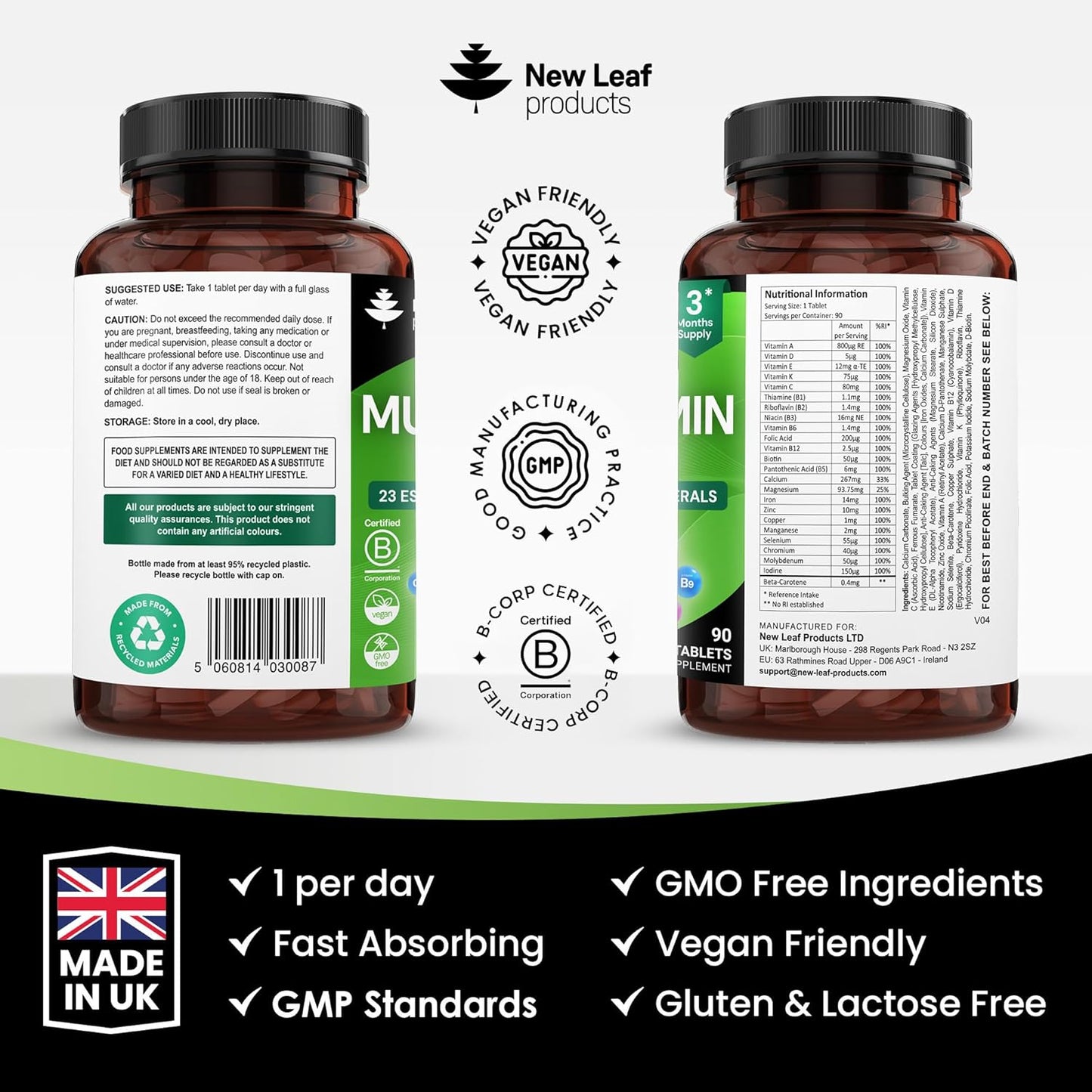 New Leaf Multivitamin Plus Iron High Strength Tablets