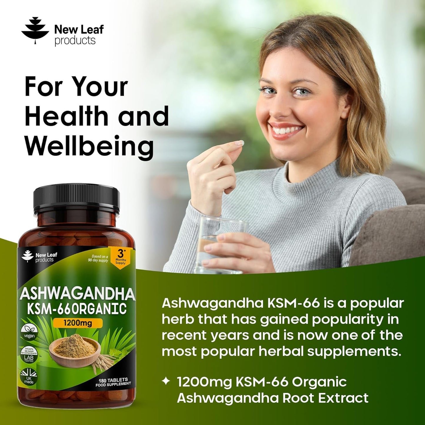 New Leaf Ashwagandha KSM-66 Tablets 180's