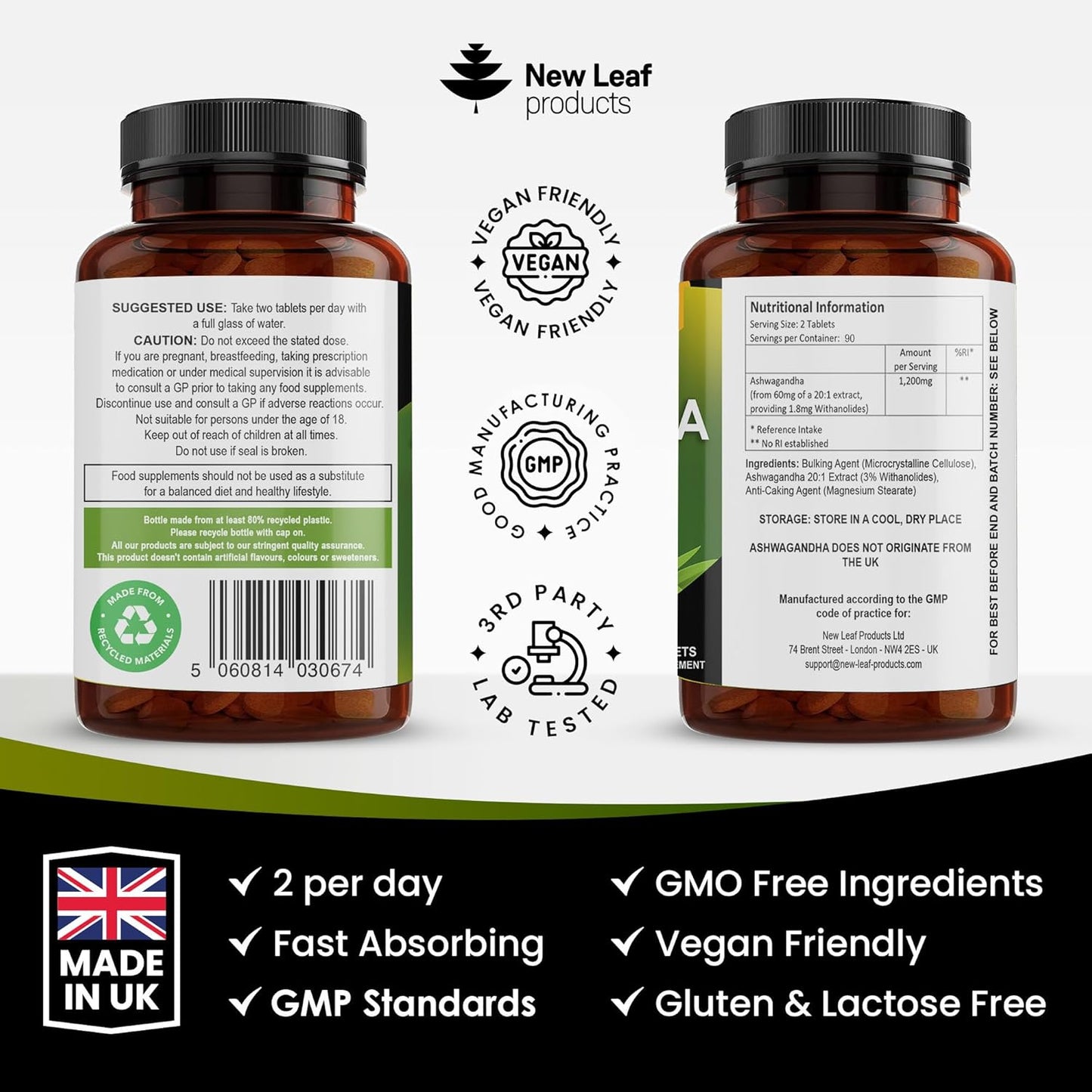 New Leaf Ashwagandha KSM-66 Tablets 180's