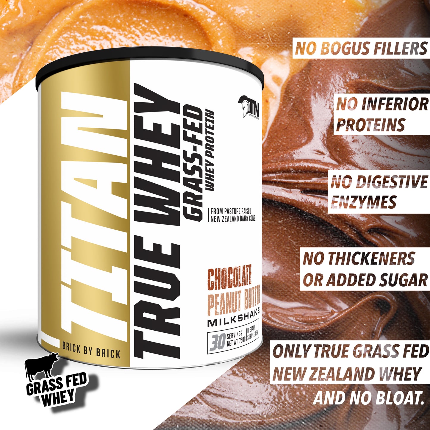 TRUE WHEY 100% Grass-Fed New Zealand Whey Protein, 30 Servings Net Wt.750g -Packaging may vary-