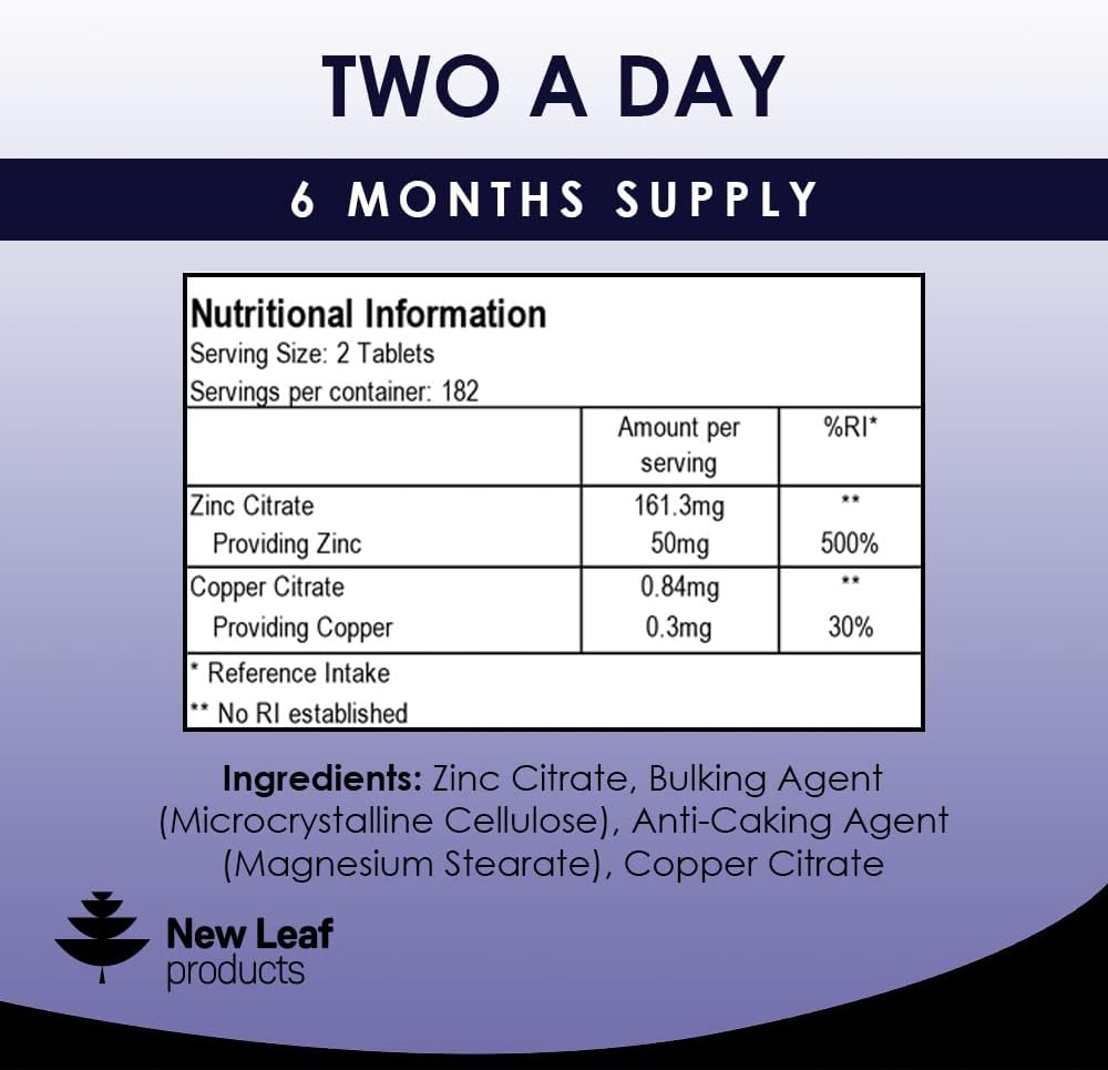New Leaf High Strength Zinc-6 Month Supply